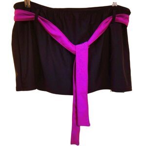 Eco Swim Tankini Swimsuit Bottom Skirt Sz12  Navy w/ Pink Tie Belt NEW